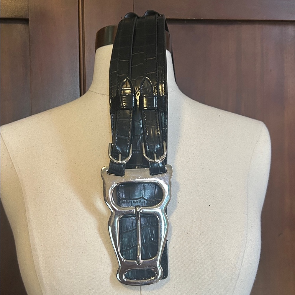 NWOT Black Crocodile Heavy Metal Hipster Belt M - Picture 9 of 9